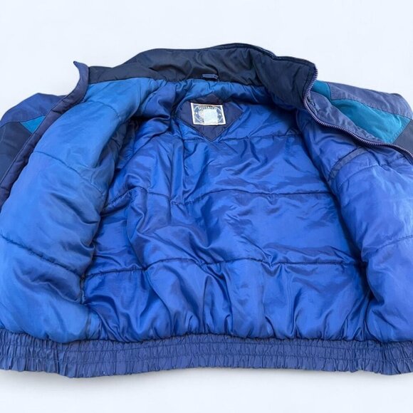 Vintage Brittania Blue Colorblock Ski Jacket Men’s L Unisex 90s Winter Coat - Picture 5 of 8